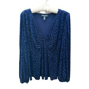 MODCLOTH Navy Blue Burnout Velvet Floral Peplum Top Romantic Fairycore Holiday